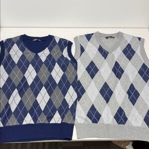 Men's Argyle Sweater Vest - Blue and Gray